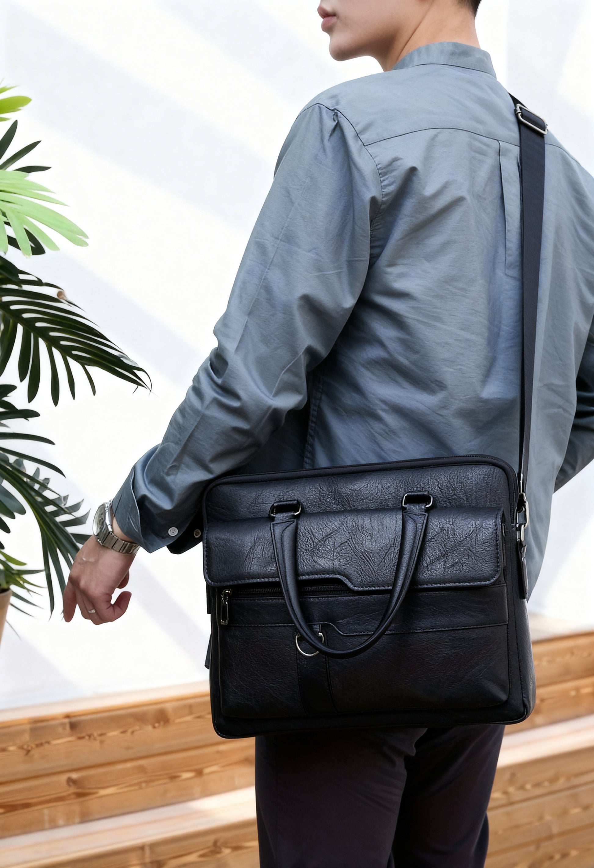 Men's Vintage Brown Business Briefcase - Adjustable Shoulder Strap, Multiple Compartments, Zippered File Folder Laptop and Tablet Messenger Bag, Suitable for 14-inch Laptops, Men's Crossbody Bag, Perfect for Work Travel, Office Ready