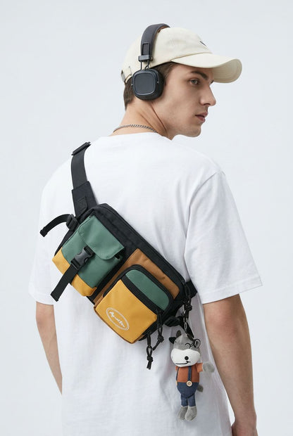 Nylon Men Chest Bag Large Capacity Chest Pack Casual Sling Bag Sports Male Shoulder Bag Outdoor Crossbody Bag