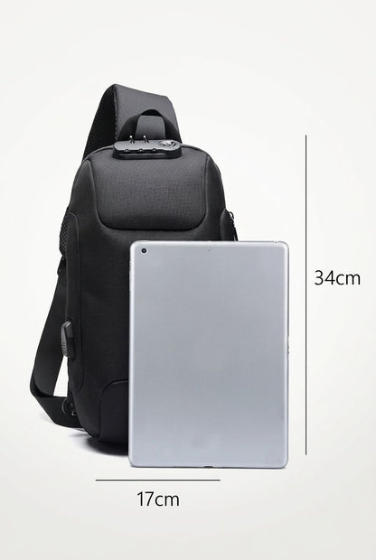 OZUKO sling bag USB charging port side pocket