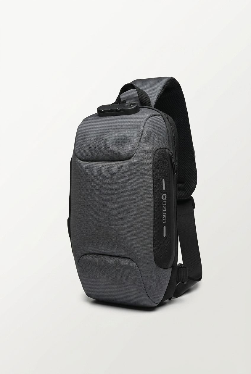 OZUKO sling bag breathable back panel mesh ventilation