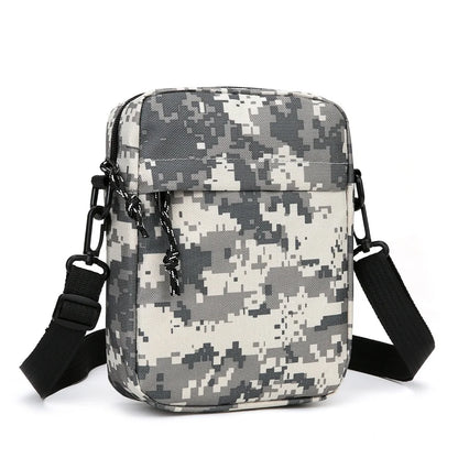 Herren Umhängetasche, kleine quadratische Nylon-Camouflage-Umhängetasche, minimalistisches Design, leicht, lässig, Reißverschluss, Kuriertasche