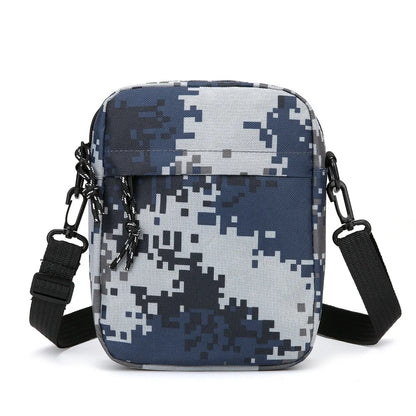 Herren Umhängetasche, kleine quadratische Nylon-Camouflage-Umhängetasche, minimalistisches Design, leicht, lässig, Reißverschluss, Kuriertasche