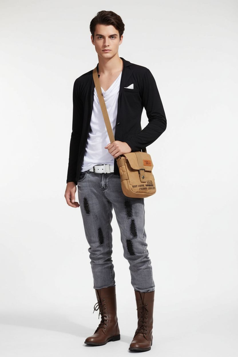 Satchel Bag CanvasSatch — Casual Messenger Shoulder Bag - Shoulder Bag Front View