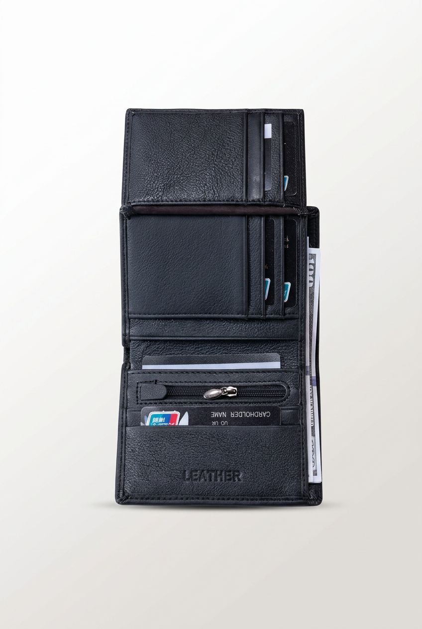 Elegant Vintage Leather Wallet for Modern Men | RFID Slim Leather... - Black - Men's Wallet