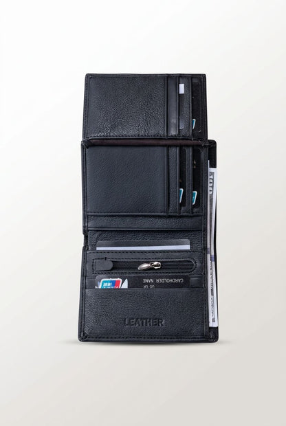 Elegant Vintage Leather Wallet for Modern Men | RFID Slim Leather... - Black - Men's Wallet