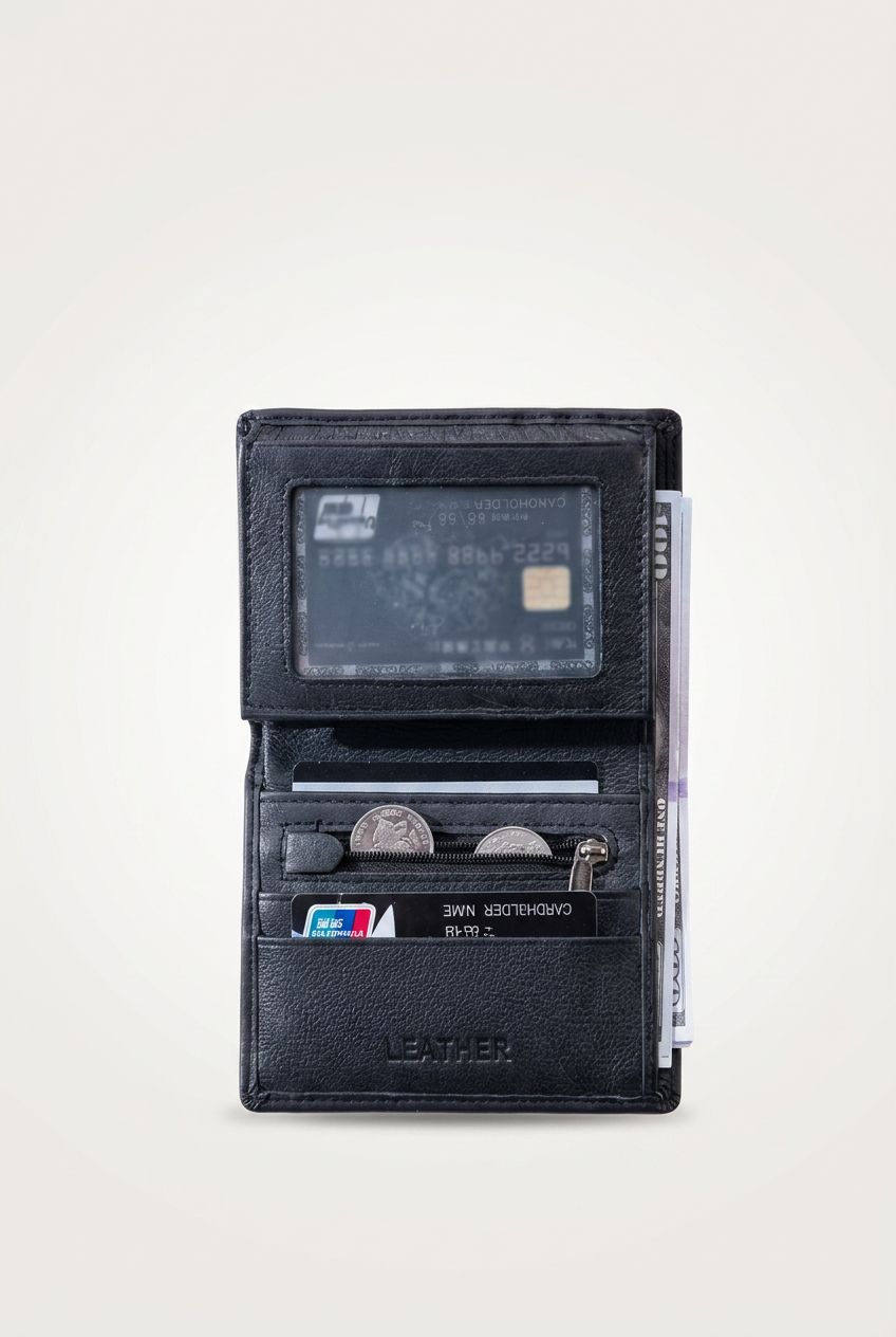 Elegant Vintage Leather Wallet for Modern Men | RFID Slim Leather... - Black - Men's Wallet