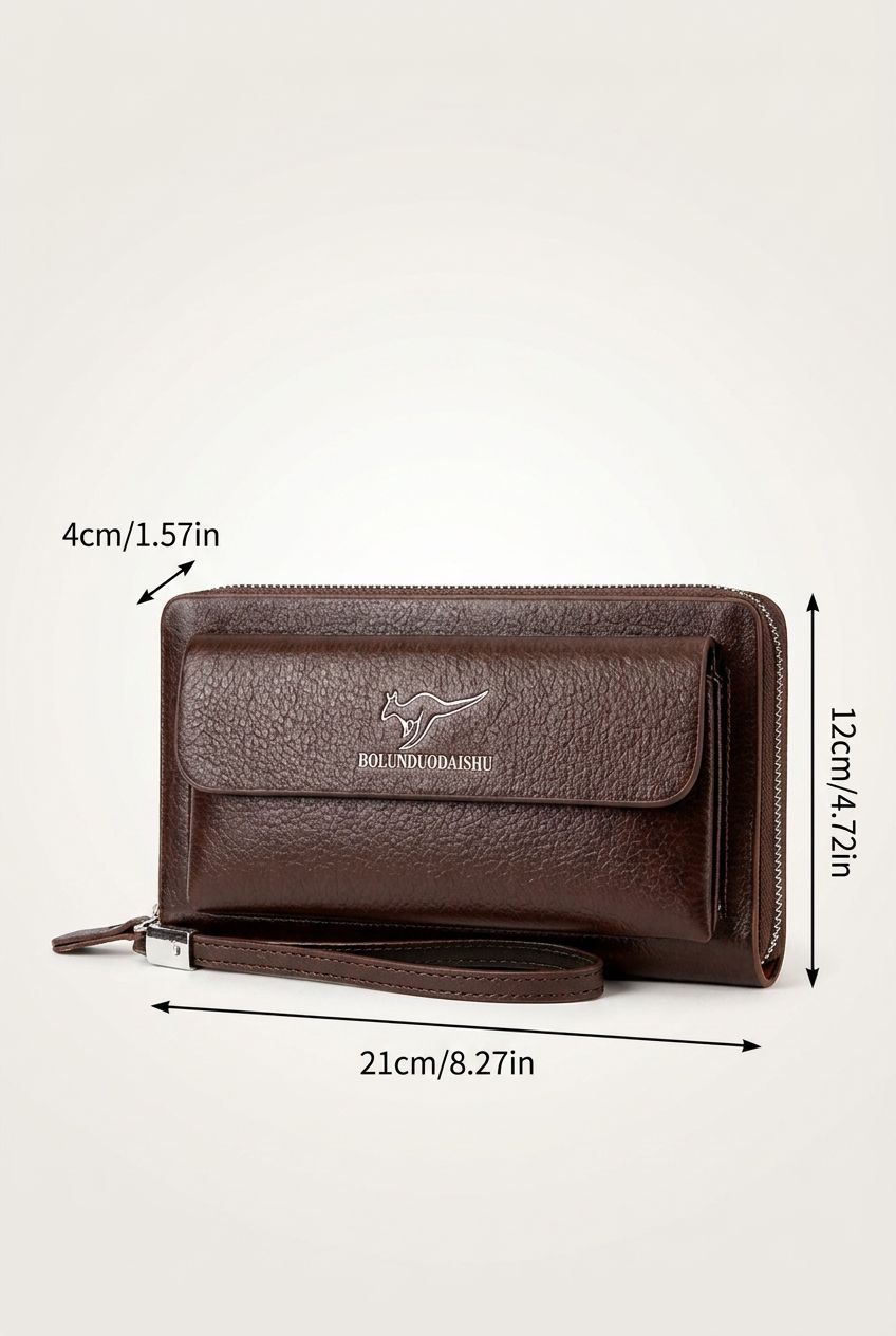 Sophisticated Men's Clutch Bag - Large Capacity & Style - Black - Men's Bag