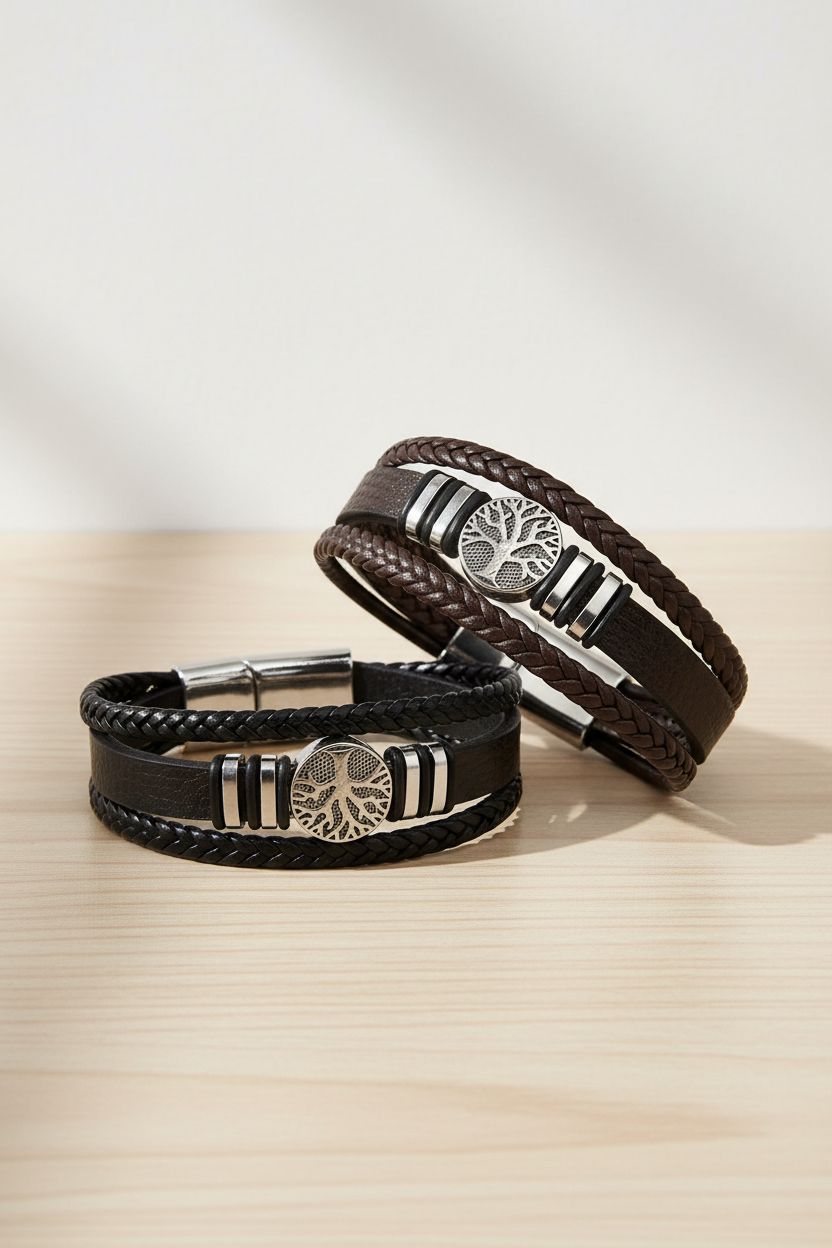 Trendy And Minimalist PU Leather Bracelet, Magnetic Clasp Bracelet For Men Christmas Gift