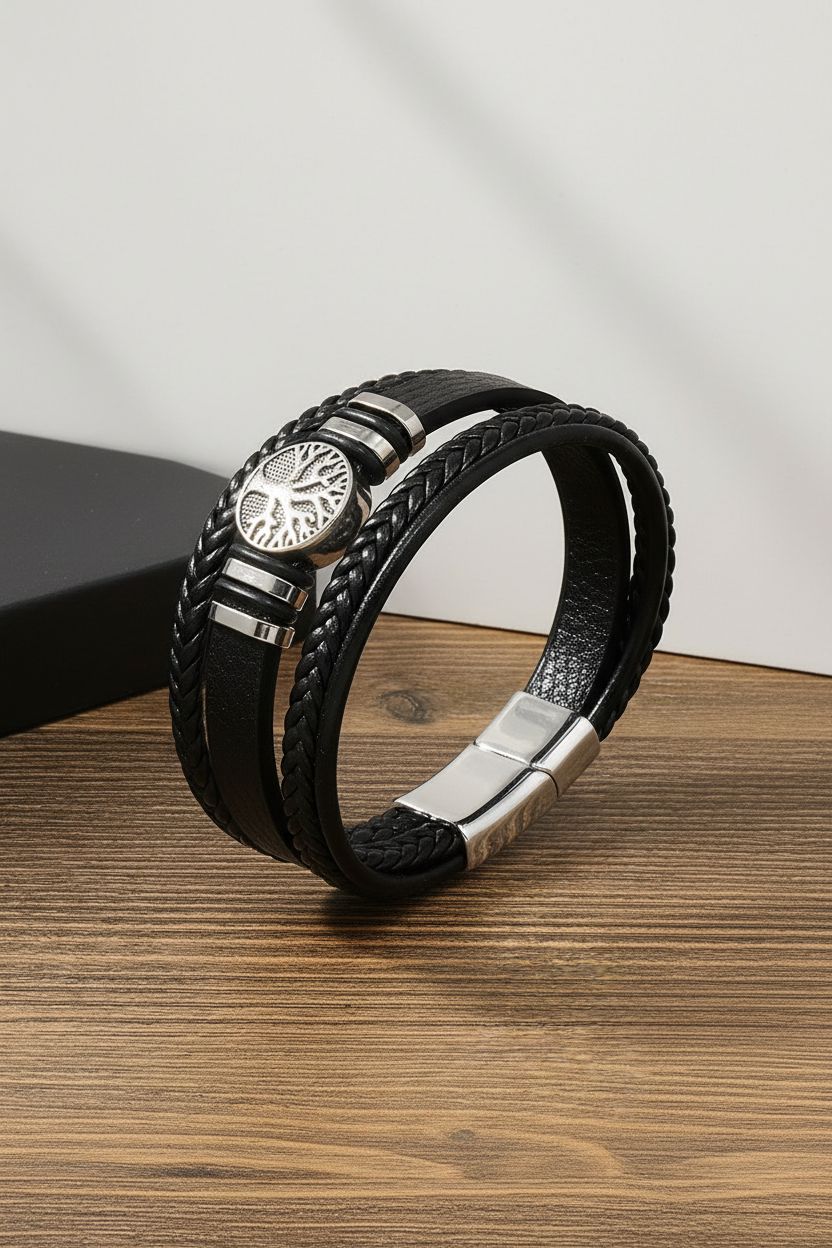 Trendy And Minimalist PU Leather Bracelet, Magnetic Clasp Bracelet For Men Christmas Gift