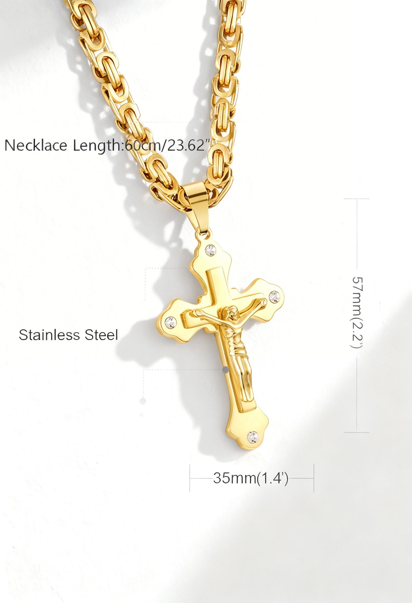 Men's New Cross Pendant Sweater Chain Accessory Handmade Necklace in Gold Plated