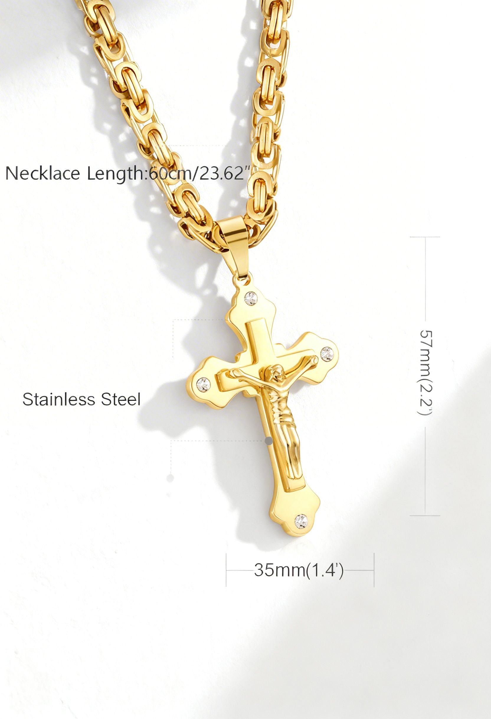 Men's New Cross Pendant Sweater Chain Accessory Handmade Necklace in Gold Plated