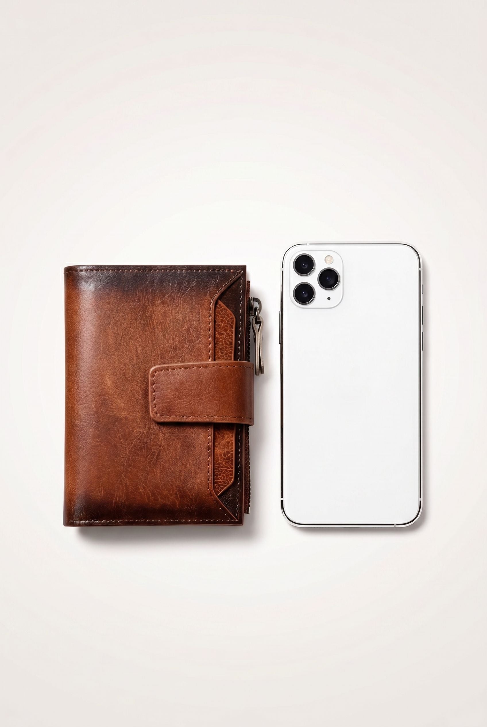Elegant Tri-fold Leather Wallet with RFID Protection - Brown - Men's Wallet