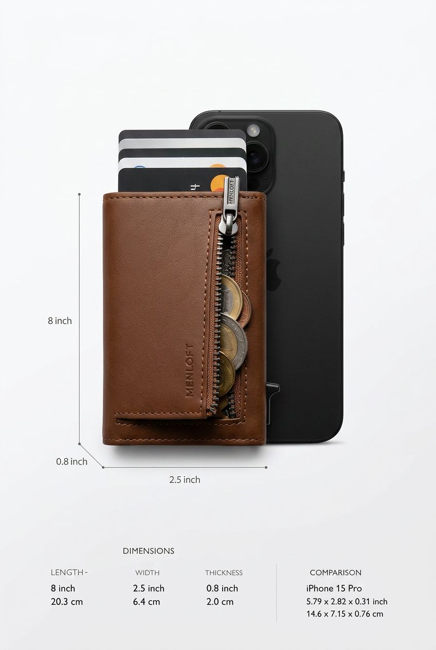 Sleek Vintage Brown Wallet with Pop-up Card Holder - RFID Blocking Technology Detail