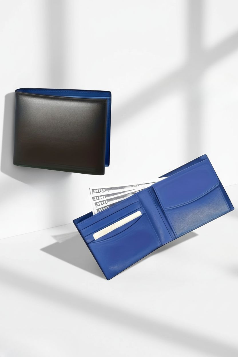 RFID Leather Wallet “SECURION” – Large Capacity Slim Wallet with Security & Smart Organization - Card Slots and ID Window Detail