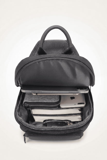 Menloft Crossbody UrbanVault Waterproof – men's bag side view | Slim & Minimalist