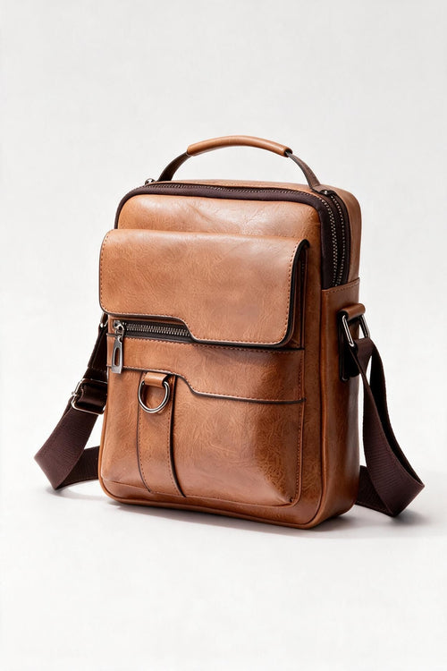 WEIXIER Men's Vintage Crossbody Bag - Timeless Elegance - Shoulder Bag Front View