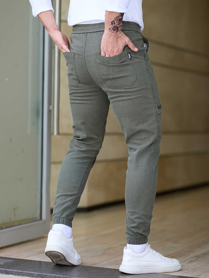 2024 Trendy Fashion Men'S Autumn Casual Pants, New Loose Fit Jogger Harem Sports Cargo Long Pants for with Small Checkered Design