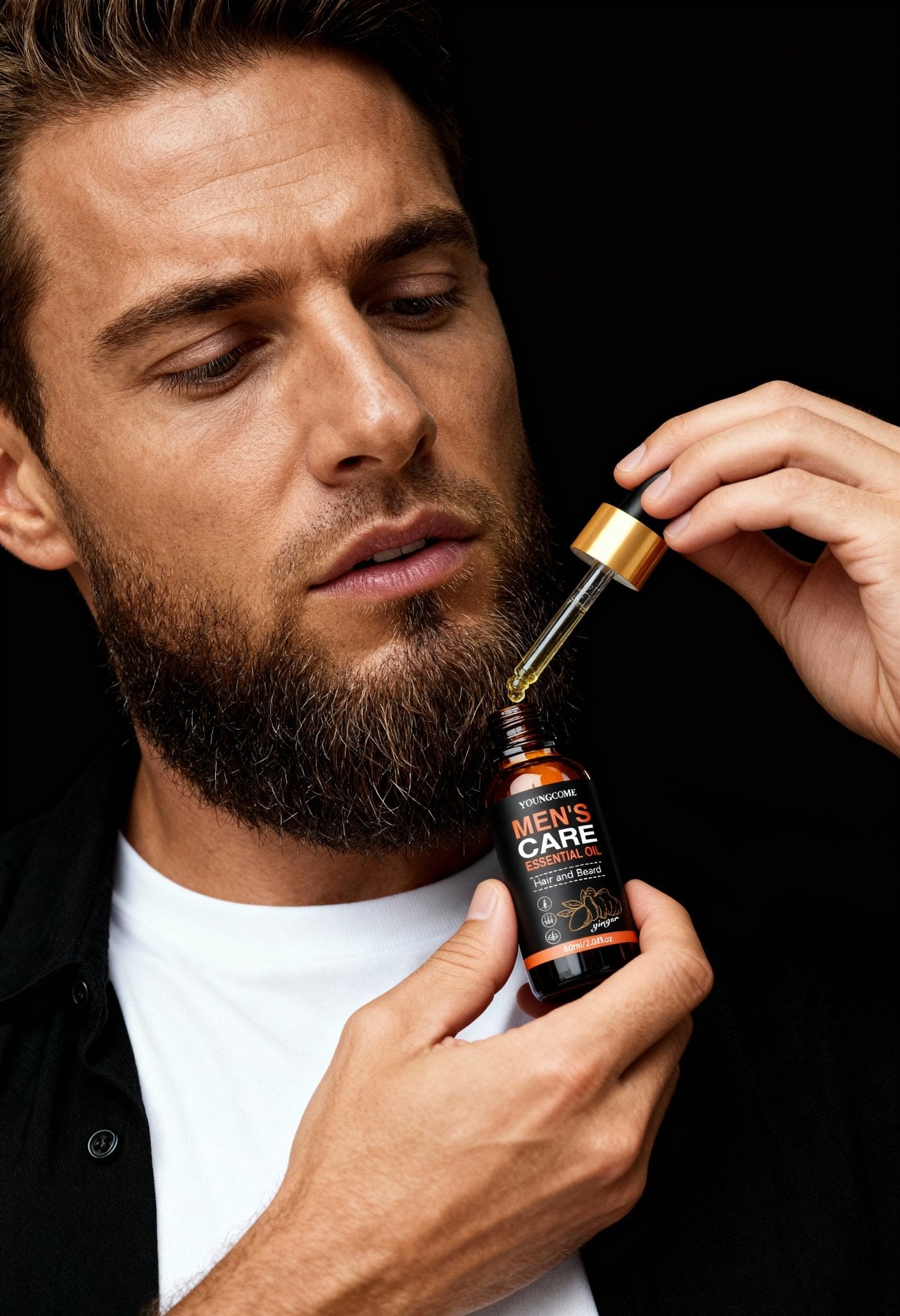 men’s beard growth elixir front view Menloft