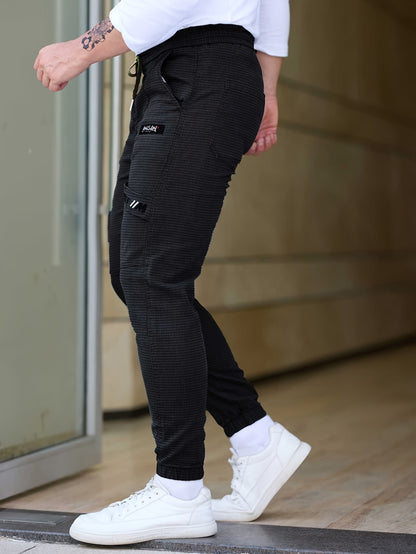 2024 Trendy Fashion Men'S Autumn Casual Pants, New Loose Fit Jogger Harem Sports Cargo Long Pants for with Small Checkered Design