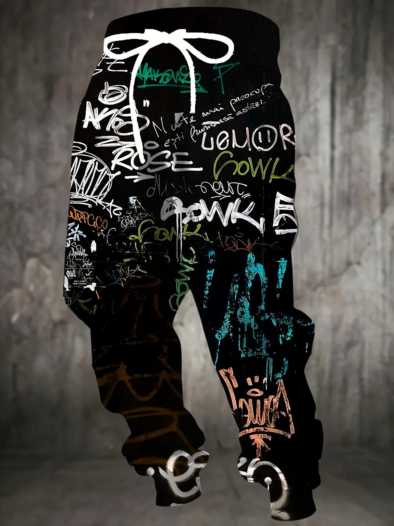 Men'S 3D Print Sports Pants with Drawstring And Pockets, Stylish Long Trousers