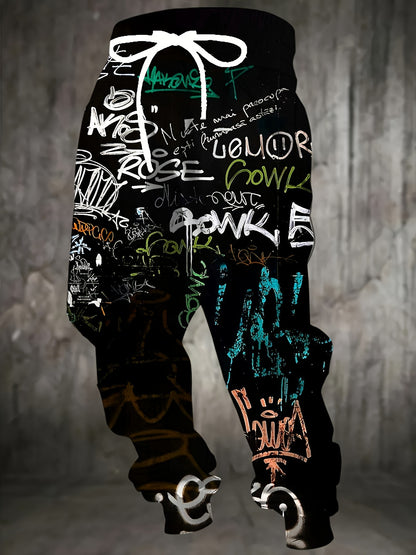 Men'S 3D Print Sports Pants with Drawstring And Pockets, Stylish Long Trousers