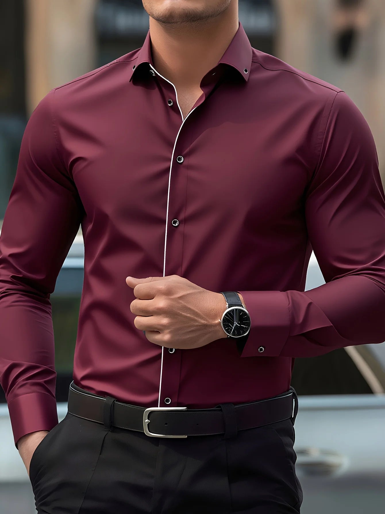 Elegant Men's Long Sleeve Dress Shirt - Menloft