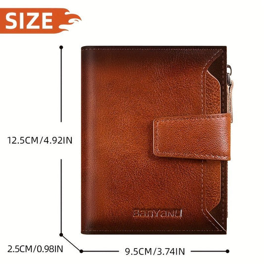 Elegant Tri - fold Leather Wallet with RFID Protection - Menloft