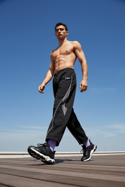 men’s high waist cargo pants back view Menloft