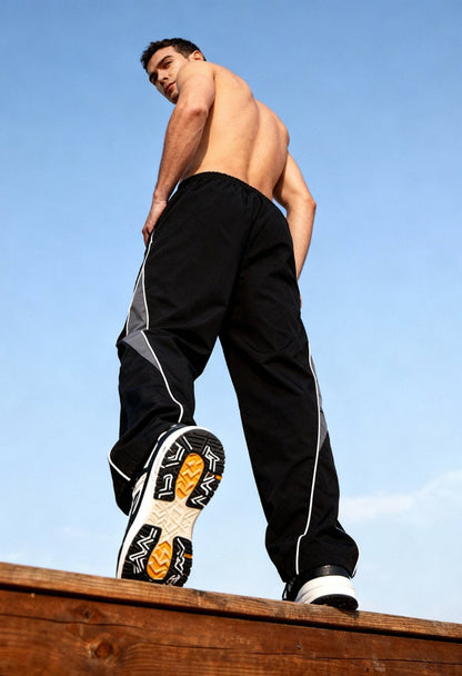 men’s high waist cargo pants front view Menloft