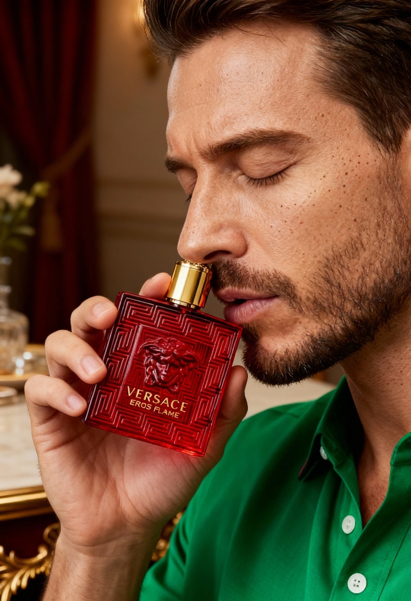 Eros Flame perfume front view bottle Menloft