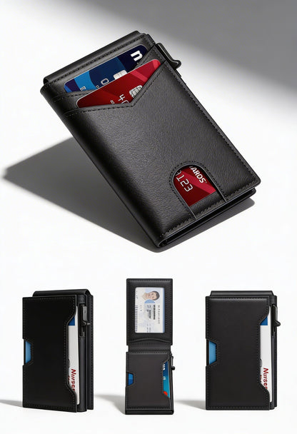 LASVAULT RFID Blocking Card Holder - Sleek Carbon Fiber Wallet - Bifold Wallet Cash Compartment