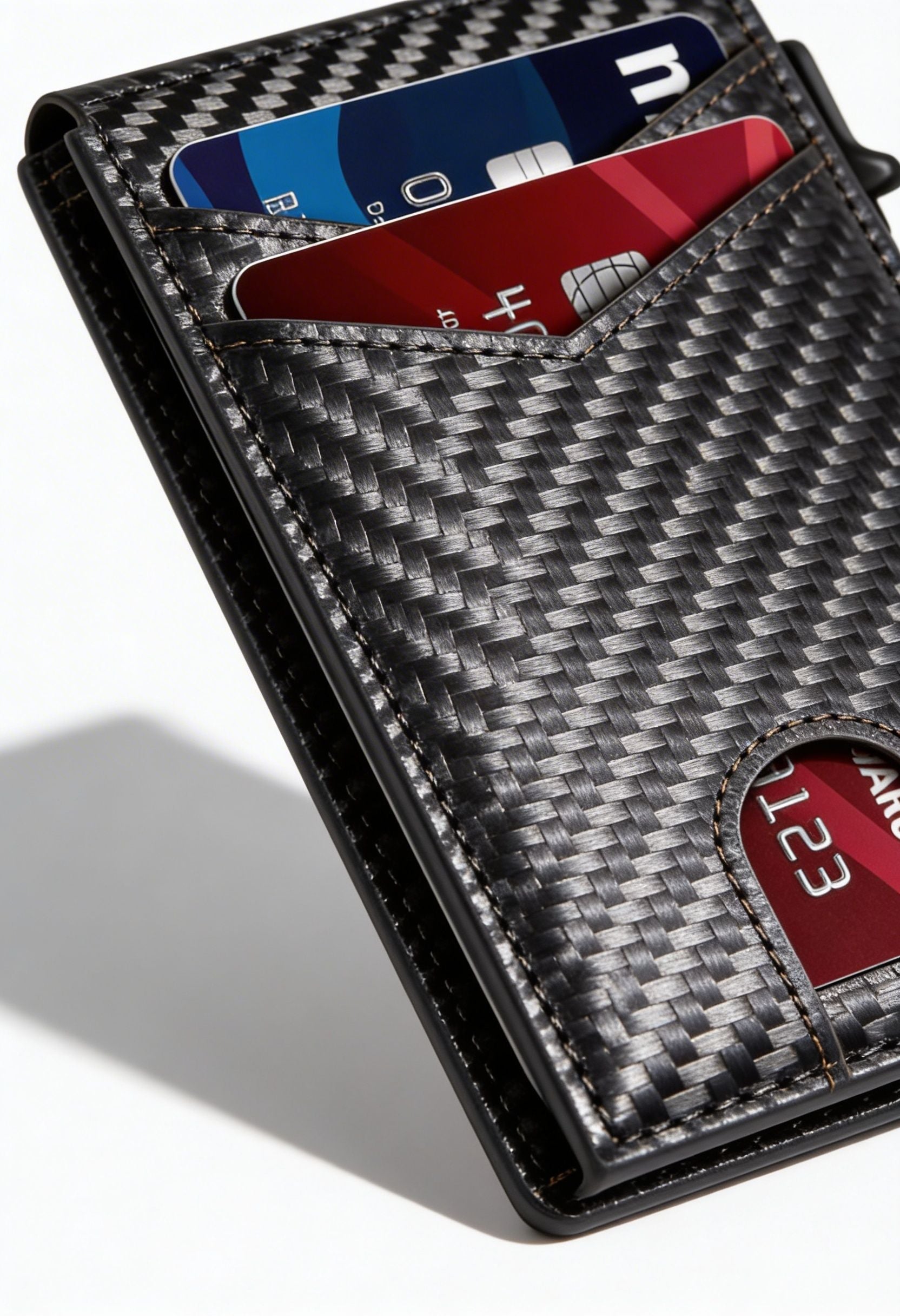LASVAULT RFID Blocking Card Holder - Sleek Carbon Fiber Wallet - RFID Blocking Technology Detail