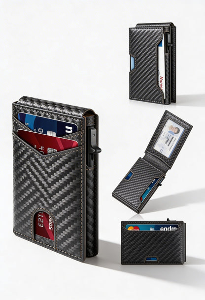 LASVAULT RFID Blocking Card Holder - Sleek Carbon Fiber Wallet - Slim Wallet Size Reference