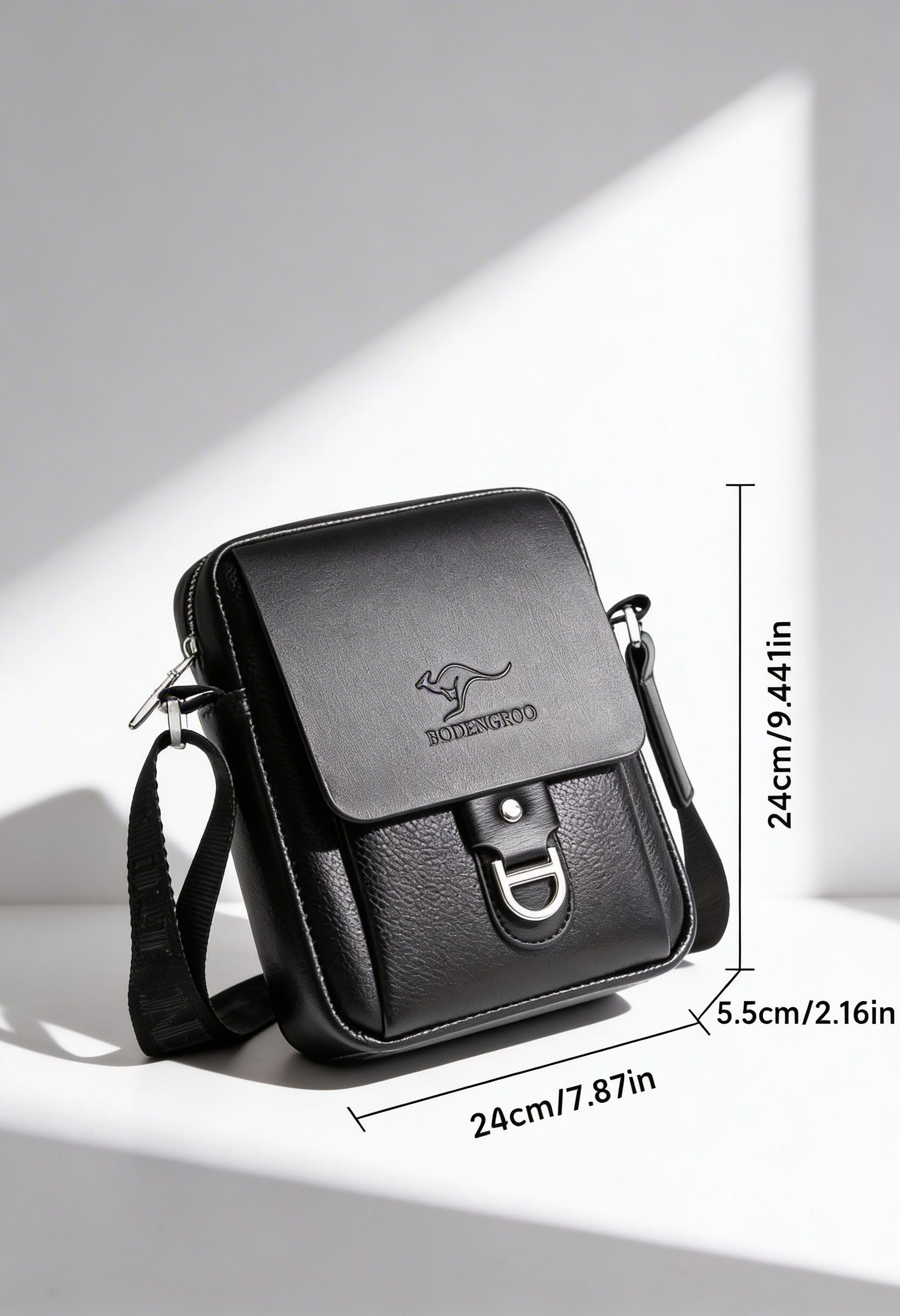 Elegant Microfiber Leather Men's Shoulder Bag - Black - Men's Bag