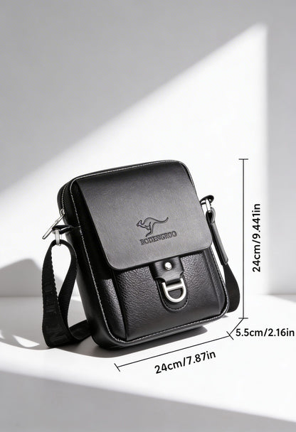 Elegant Microfiber Leather Men's Shoulder Bag - Black - Men's Bag