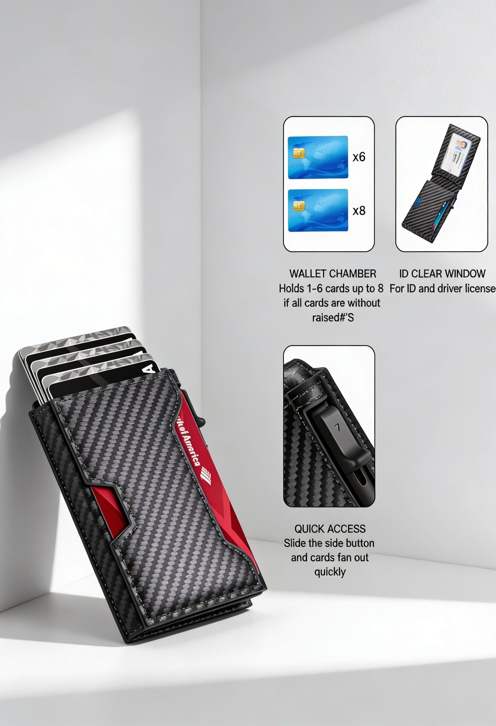 LASVAULT RFID Blocking Card Holder - Sleek Carbon Fiber Wallet - Slim Profile Front Pocket Wallet
