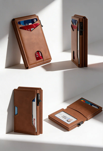 LASVAULT RFID Blocking Card Holder - Sleek Carbon Fiber Wallet - Black - Men's Wallet