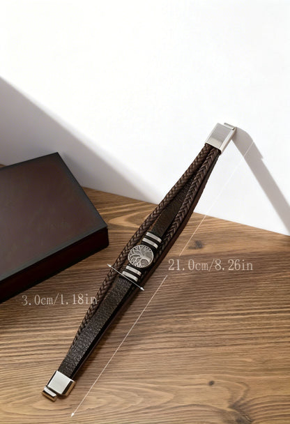 Trendy And Minimalist PU Leather Bracelet, Magnetic Clasp Bracelet For Men Christmas Gift