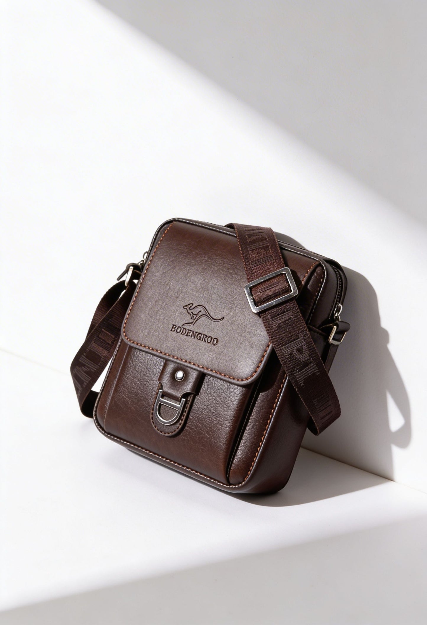 Elegant Microfiber Leather Men's Shoulder Bag - Shoulder Bag Front View