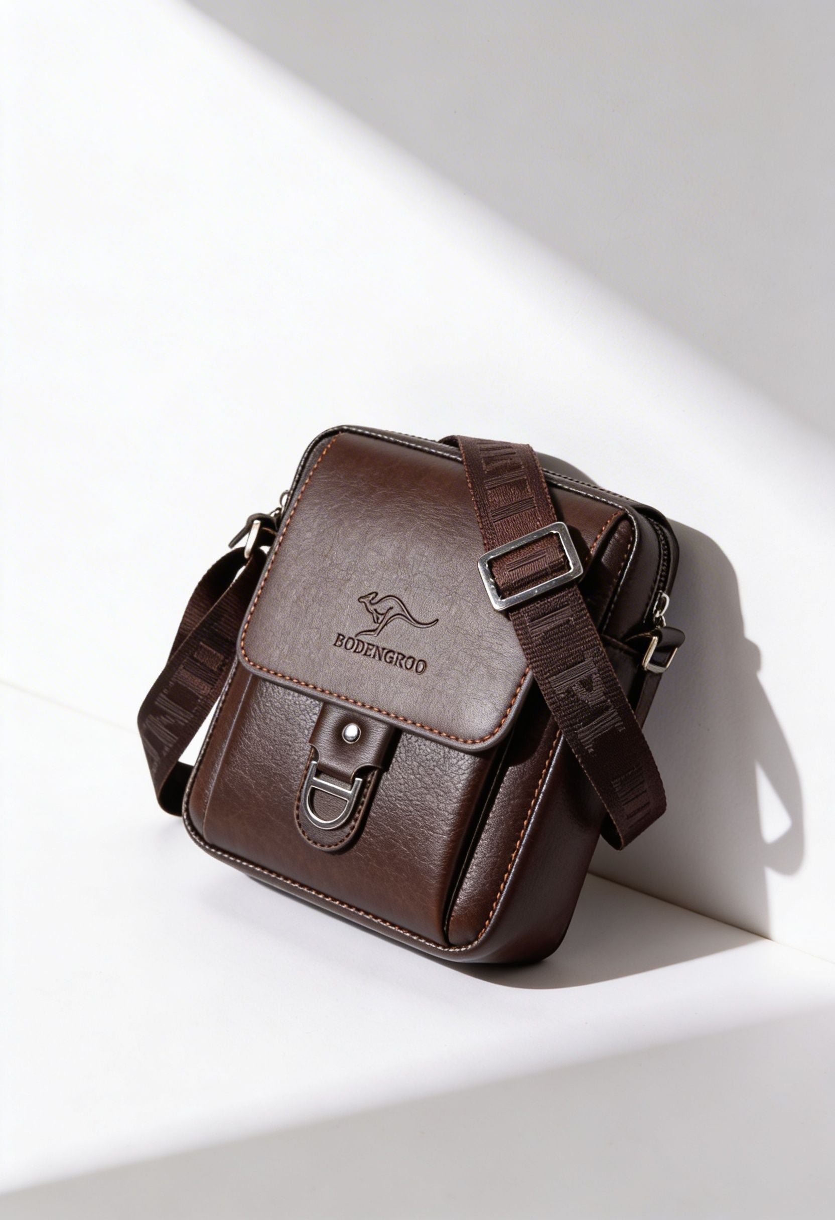 Elegant Microfiber Leather Men's Shoulder Bag - Shoulder Bag Front View