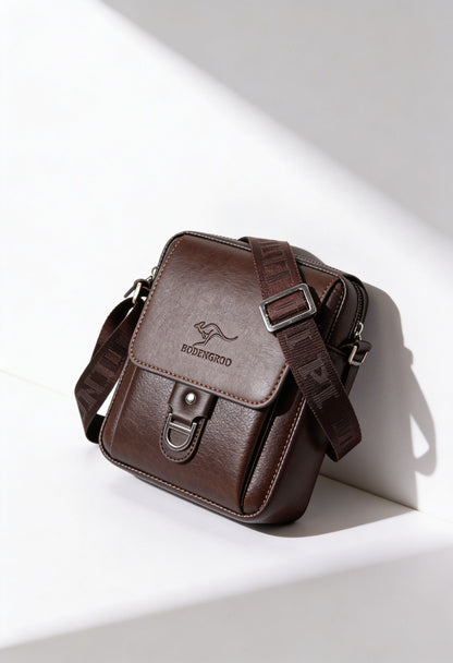 Elegant Microfiber Leather Men's Shoulder Bag - Shoulder Bag Front View