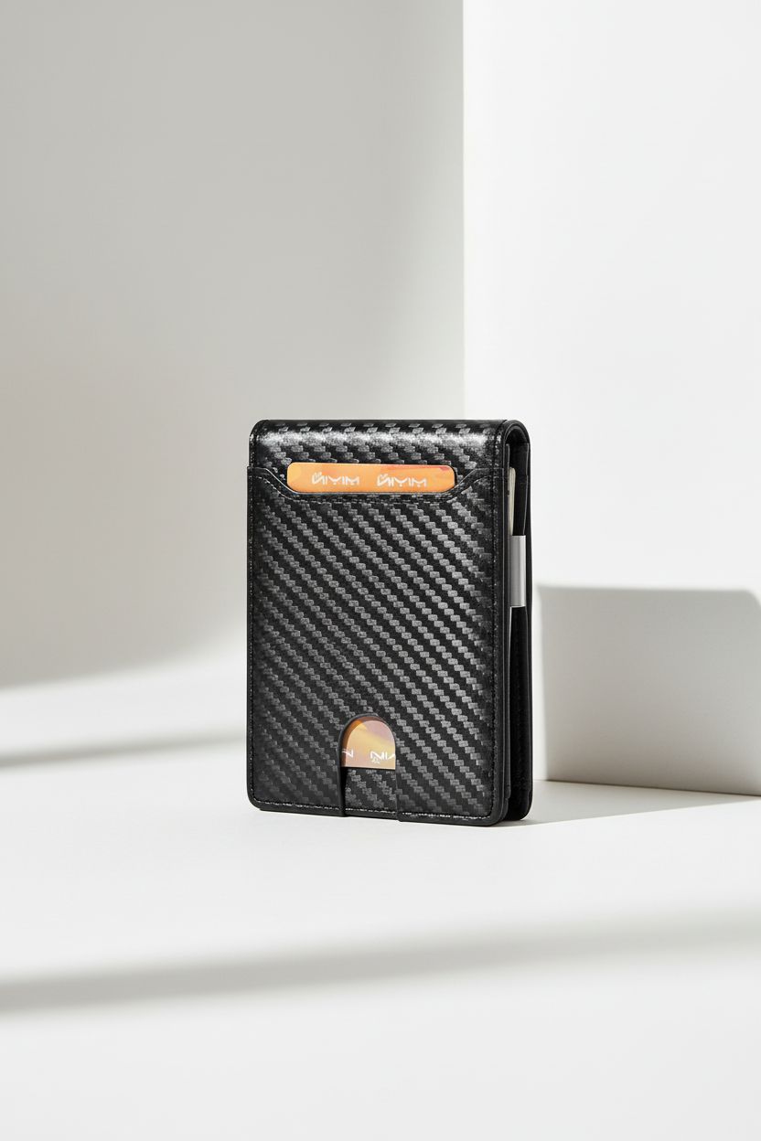 Slim Wallet CarbonShield — RFID Blocking Minimalist Design - Carbon Fiber Black - Men's Wallet
