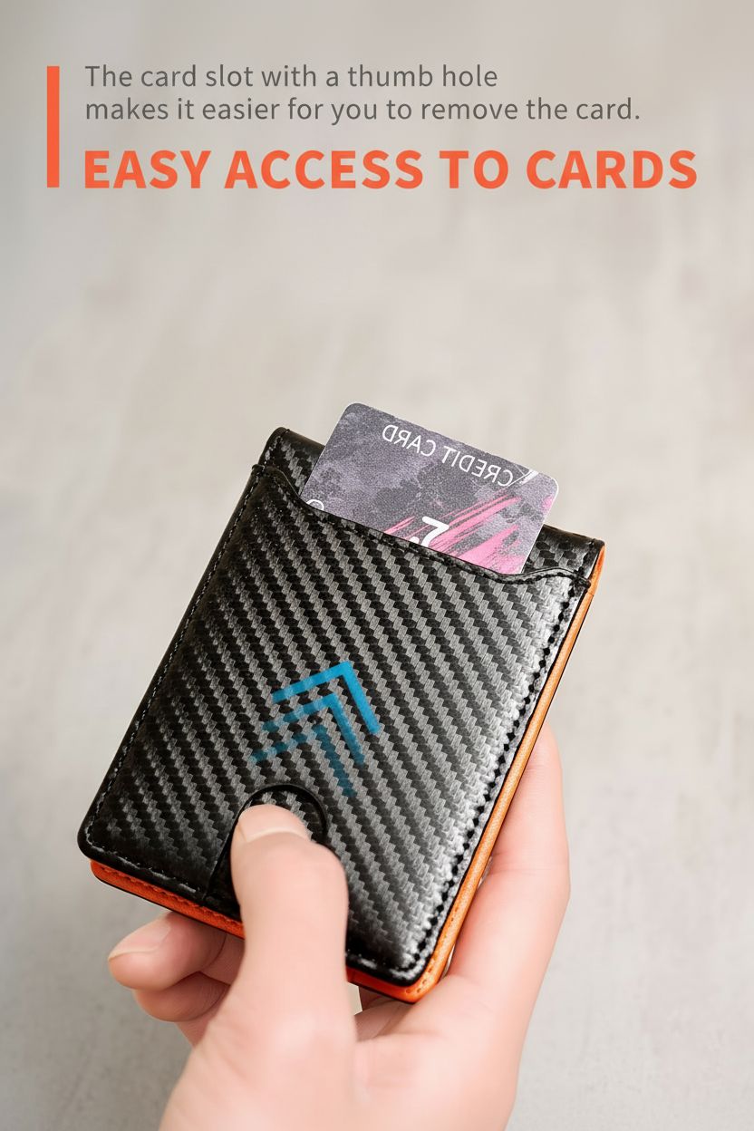 Slim Wallet CarbonShield — RFID Blocking Minimalist Design - Slim Profile Front Pocket Wallet