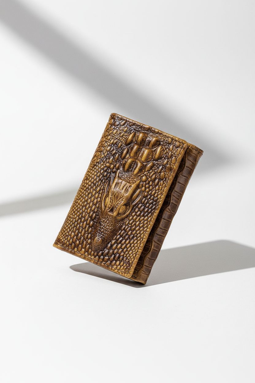 Luxury Wallet CrocGrain Elite — Crocodile Embossed Genuine Leather - Card Slots and ID Window Detail