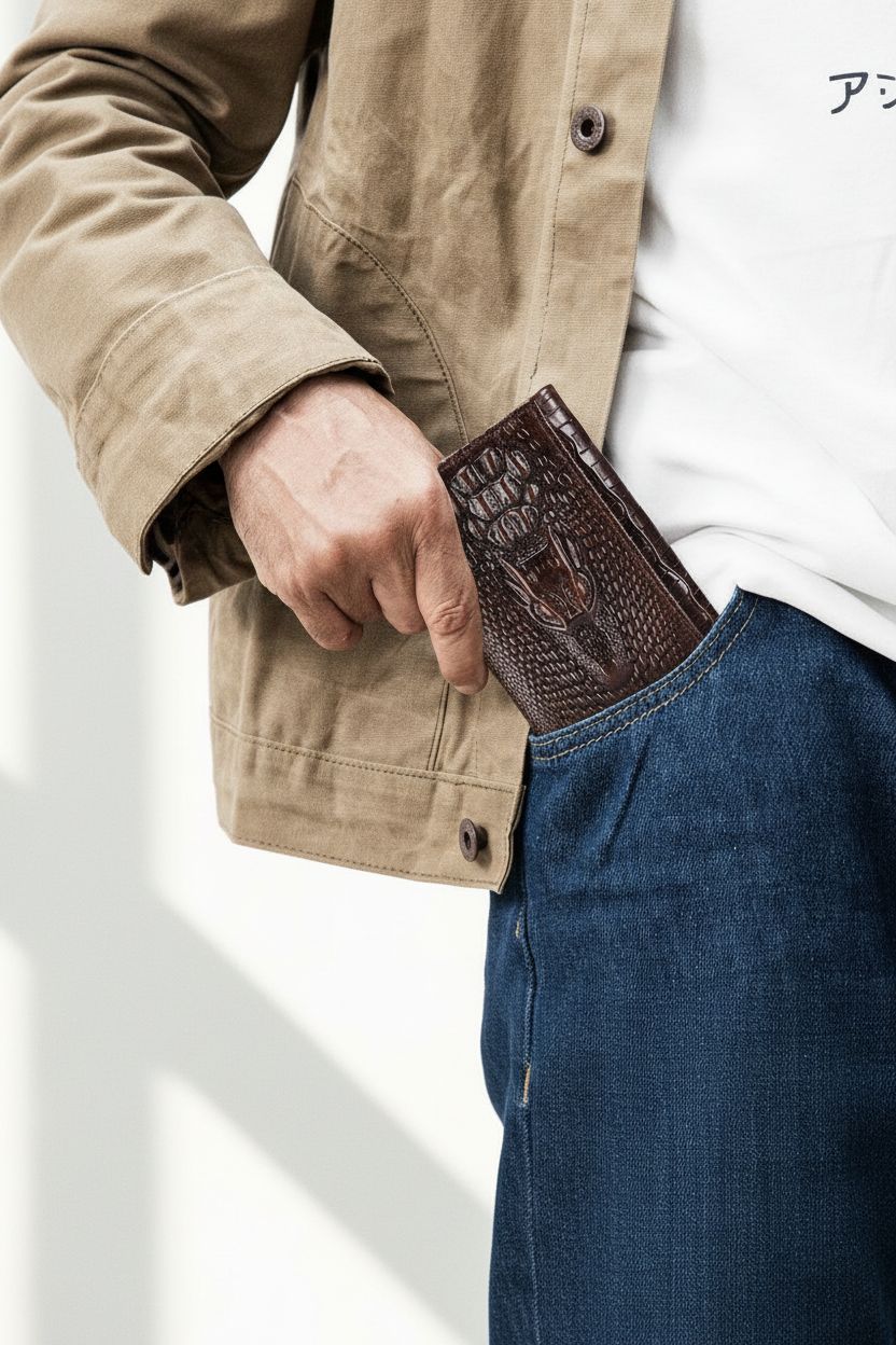 Luxury Wallet CrocGrain Elite — Crocodile Embossed Genuine Leather - Slim Profile Front Pocket Wallet