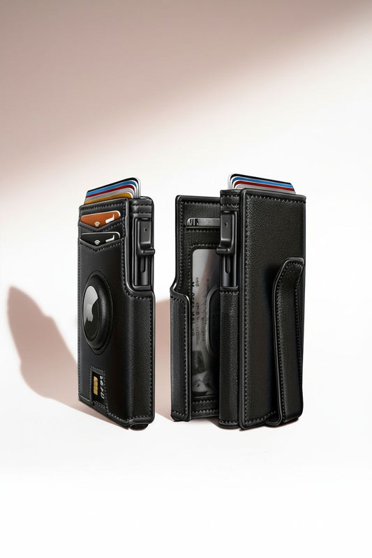 Card Holder Wallet PickupGuard — RFID Blocking Genuine Leather - Black - Men's Wallet