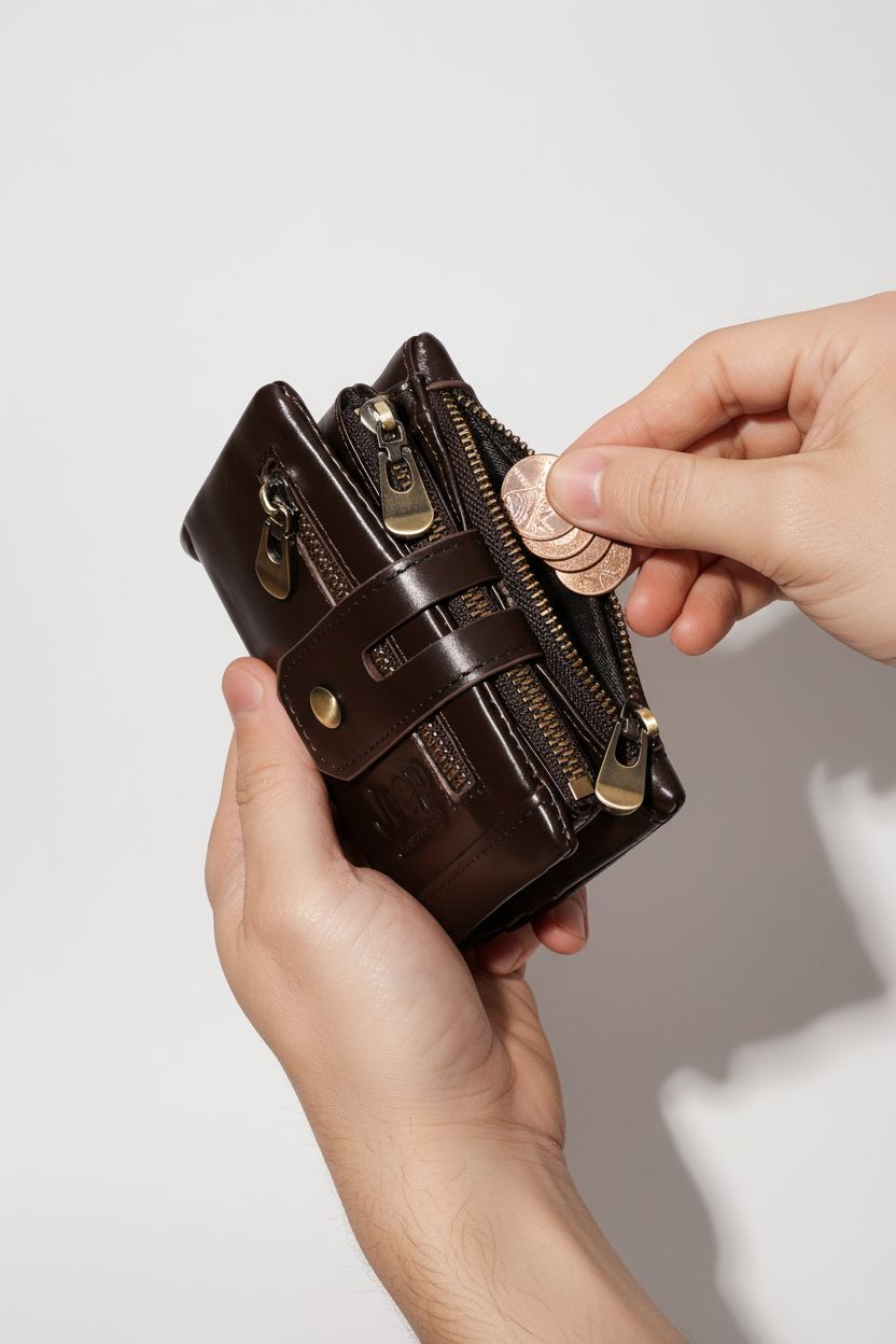 Luxury Wallet CommanderFold — Premium Leather RFID Blocking - Genuine Leather Bifold Wallet Open View