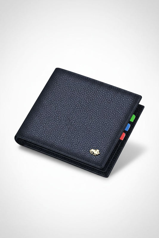Genuine Leather Wallet BisonCraft Bifold — RFID Blocking Cowhide - Black - Men's Wallet