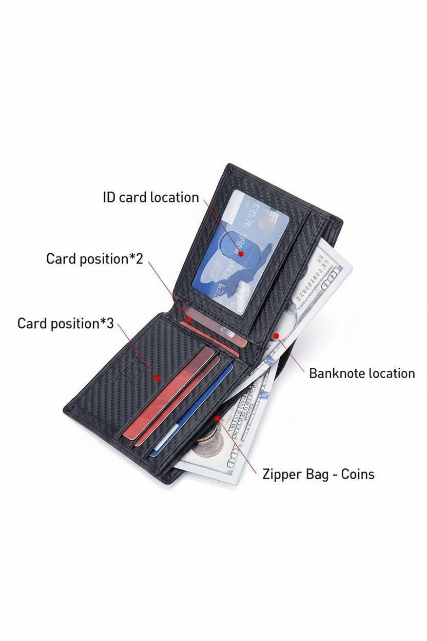 Genuine Leather Wallet BisonCraft Bifold — RFID Blocking Cowhide - Slim Profile Front Pocket Wallet