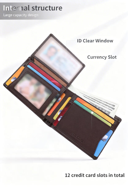 Bifold Wallet CapacityFold — Large Capacity Genuine Leather - Premium Leather Texture Close-Up